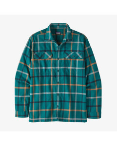 Patagonia l/s organic cotton midweight fjord flannel shirt brisk dark borealis green