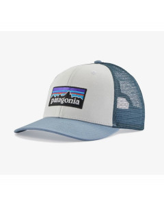 Patagonia p-6 logo trucker hat white light plume grey