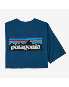 Patagonia m's p-6 logo responsibili tee wavy blue 