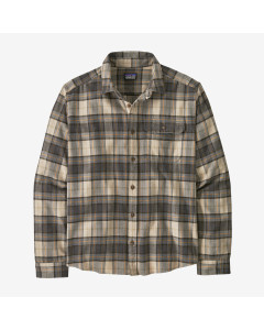 Patagonia l/s lightweight fjord flannel shirt spotter forge grey camicia