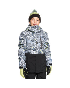 Quiksilver youth mission printed block jacket heritage scribble black 10k 2025 giacca ragazzo