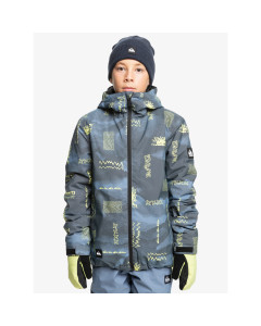 Quiksilver youth mission printed jacket shadow checks flint stone 10k 2025 giacca ragazzo