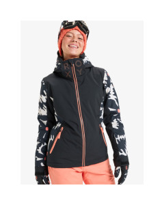 Roxy free jet 10k jacket true black big flowers giacca snowboard donna 2026