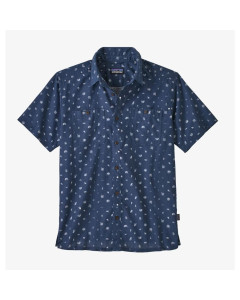 Patagonia m's back step shirt river symbols stone blue 