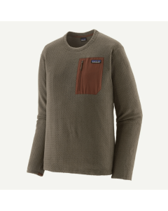 Patagonia m's R1 air crew marlow brown felpa tecnica