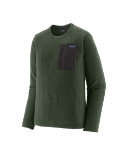 Patagonia m's R1 air crew treeline green felpa tecnica