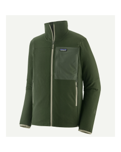 Patagonia m's R2 techface jacket treeline green pile tecnico giacca