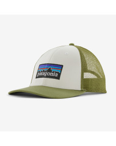 Patagonia p-6 logo lopro trucker hat white buckhorn green