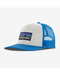 Patagonia p-6 logo trucker hat white vessel blue