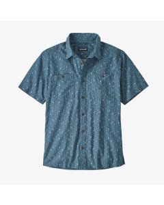 Patagonia back step shirt swamp stamp multi pigeon blue